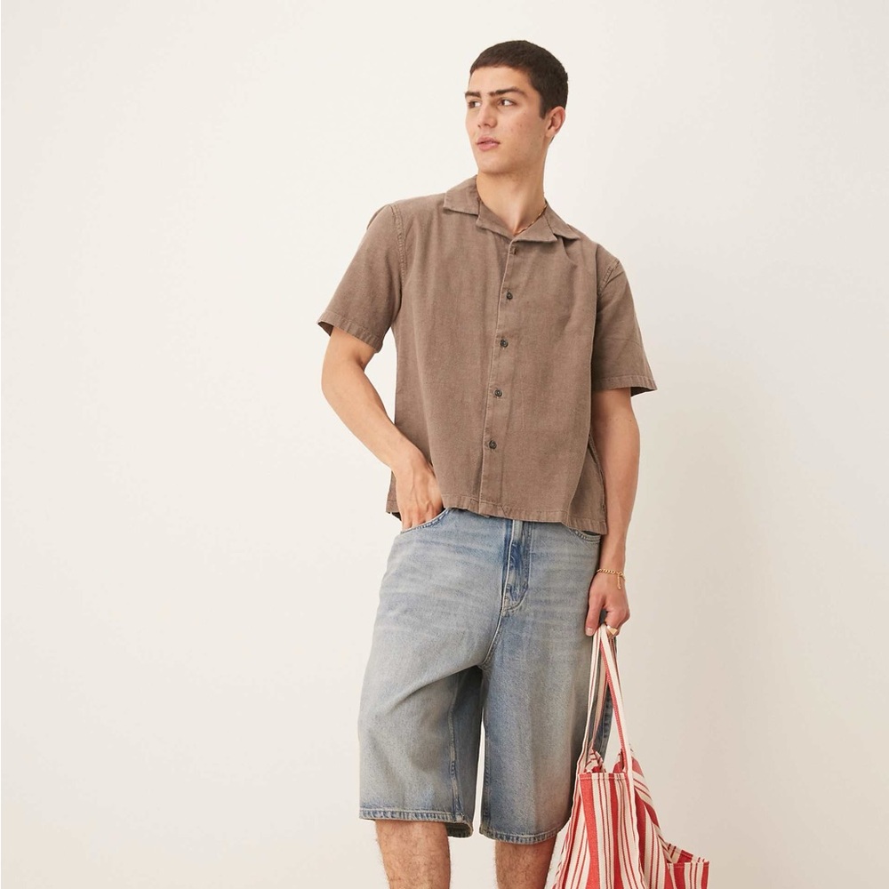 Abercrombie & Fitch The Summer Linen Blend Short Sleeve Shirt